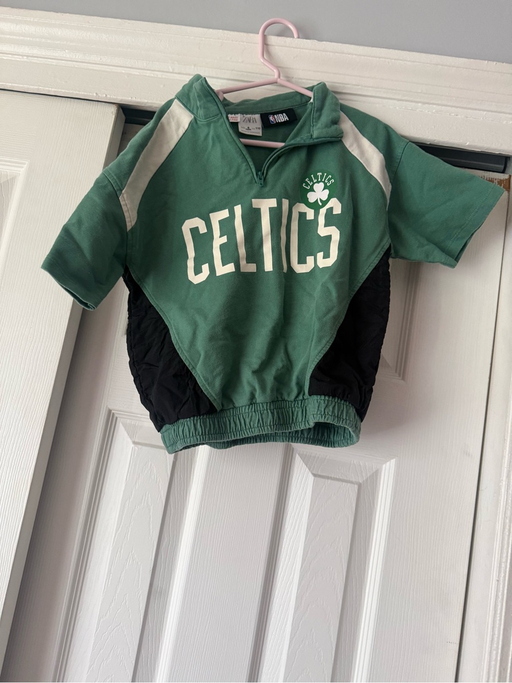 Zara Green, Black & White Celtics Short Sleeve Hoodie